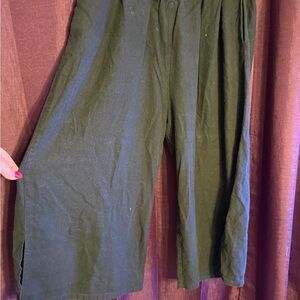 Cato’s Black High-Waist Wide-Leg Cropped Pants with belt sash & pockets.